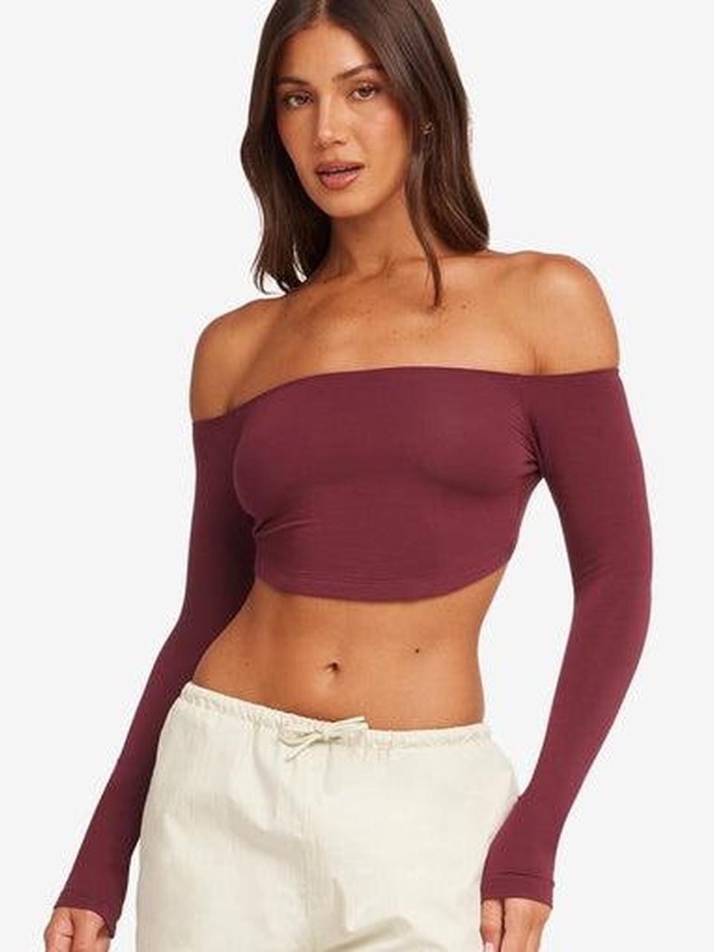 CSB Off-Shoulder Open Back Long Sleeve Crop Top size XL NEW